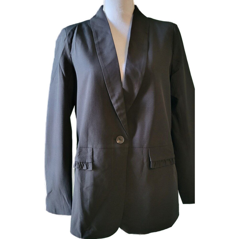 Asvivid Retro Notch Lapel One Button Casual Open Front Work Blazer Sz M - Picture 3 of 8